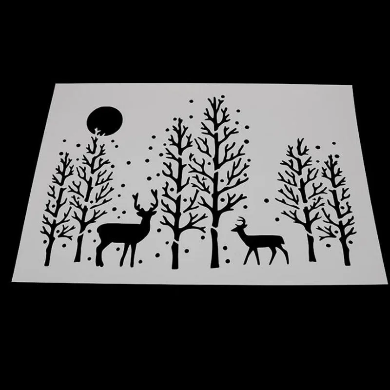 

1pc Stencils Forest Deer Painting Template DIY Embossing Stencils Accessories For Scrapbooking Stencil Reusable