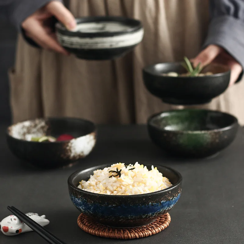 LingAo-Retro Single Bowl, Creative Ceramic Home Restaurant, Small Rice Dessert, Korean