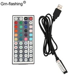 Tira de LED RGB de 4 pines, controlador alimentado por USB de 5V con 44 botones, Control remoto IR para iluminación sesgada y retroiluminación de TV