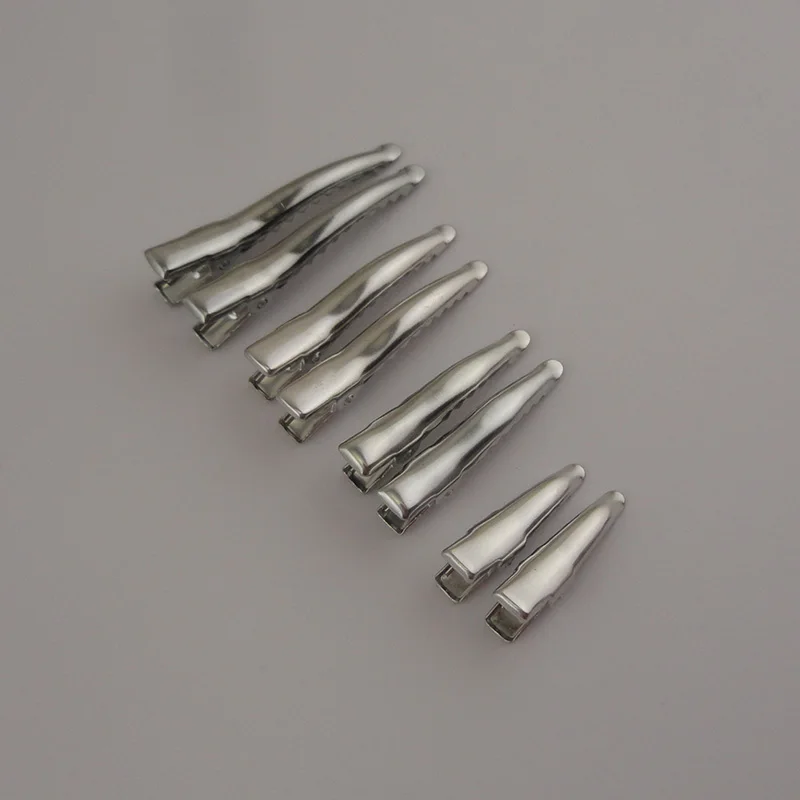 100PCS  Various Sizes Single Prong Metal Alligator Clips with teeth kids Plain Beak Hairpins For DIY Lead free Nickle free view 3