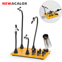 NEWACALOX Magnetic Soldering Third Hand Tool Welding Work Station PCB Holder Workshop Helping Hands with 3X LED Magnifying Glass