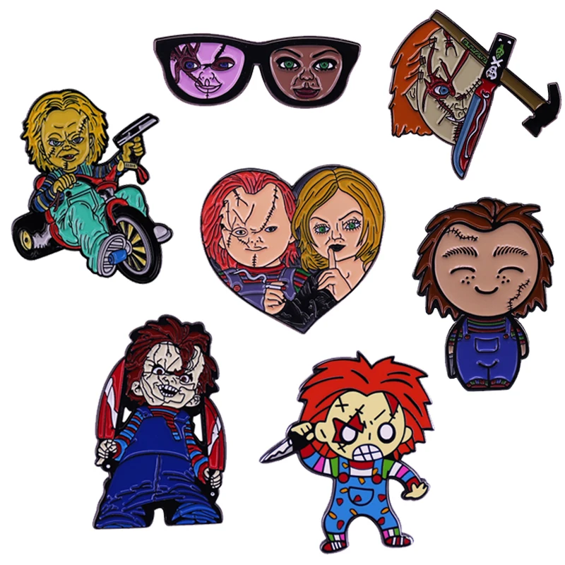 Chucky Lapel Pin Child's Play Evil soul Doll Brooch Killer Bride Badge Classic Horror Movie Collective Badge