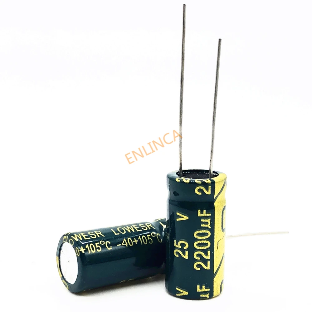 고주파 저임피던스 알루미늄 전해 커패시터, 10x20mm, 25v 2200uf, 2200uf 25v 25v2200uf 20%, 10PCs/로트