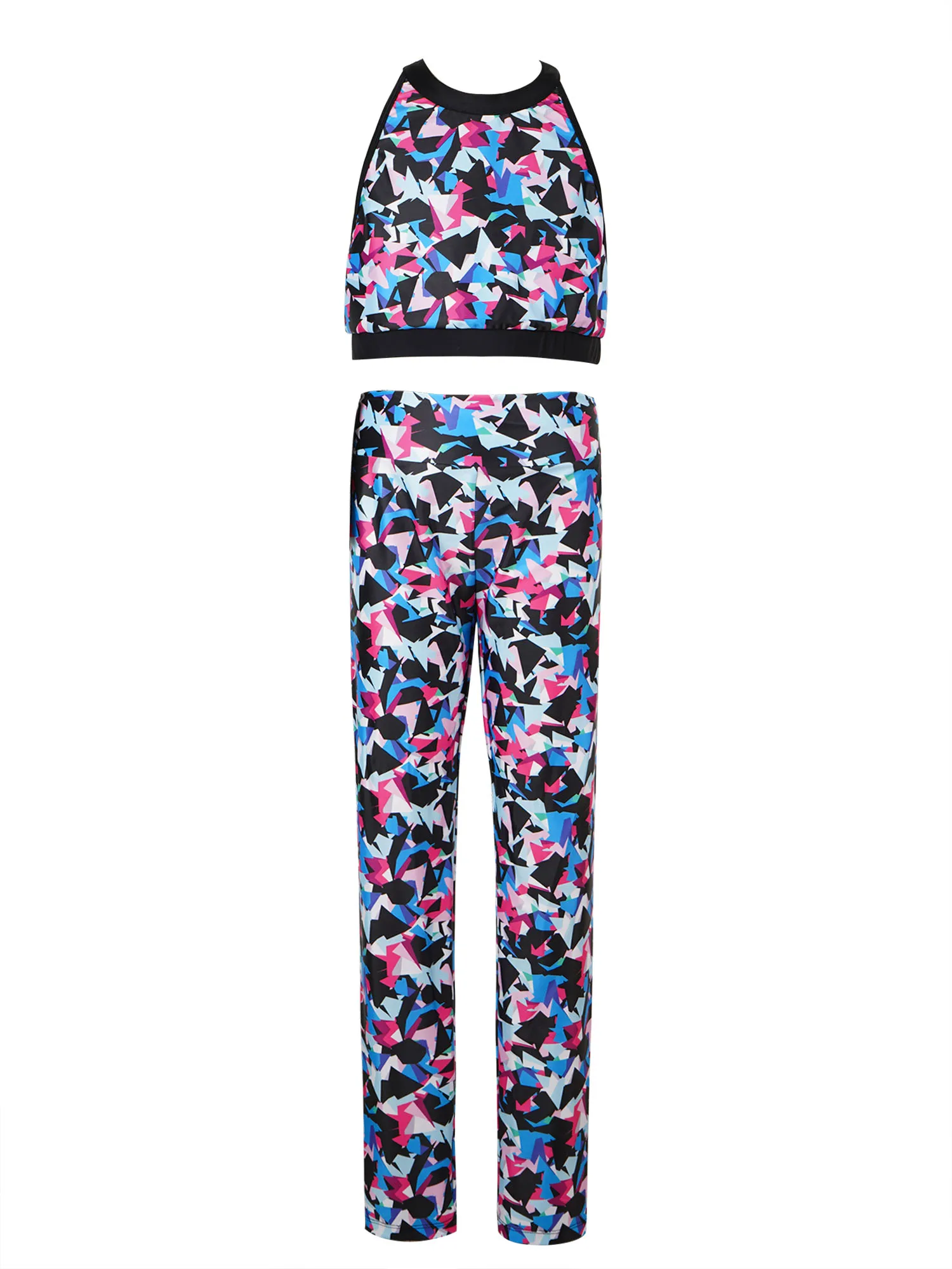 Fashion Kids Girls Fitness Sports Clothes Yoga sets Halter Neck Sleeveless Crop Top Pants Sets Tracksuits Running Gym Sportswear