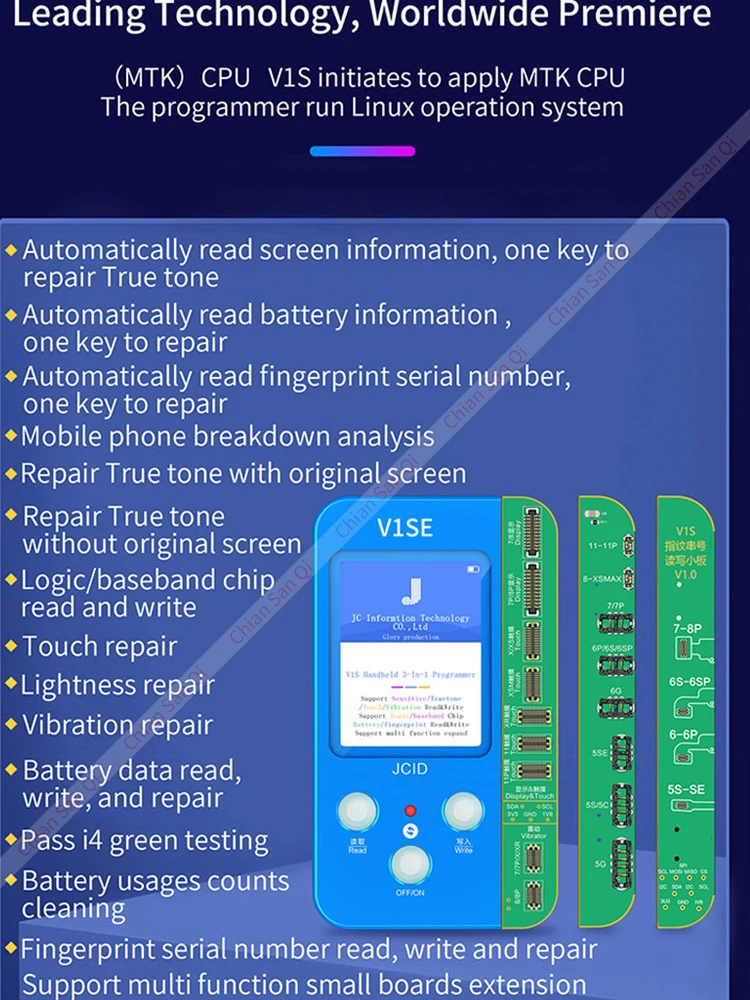 JC V1S V1SE WIFI Version Programmer for iPhone X 11 12 15  Series Photosensitive Original Color Touch Shock Fingerprint Battery