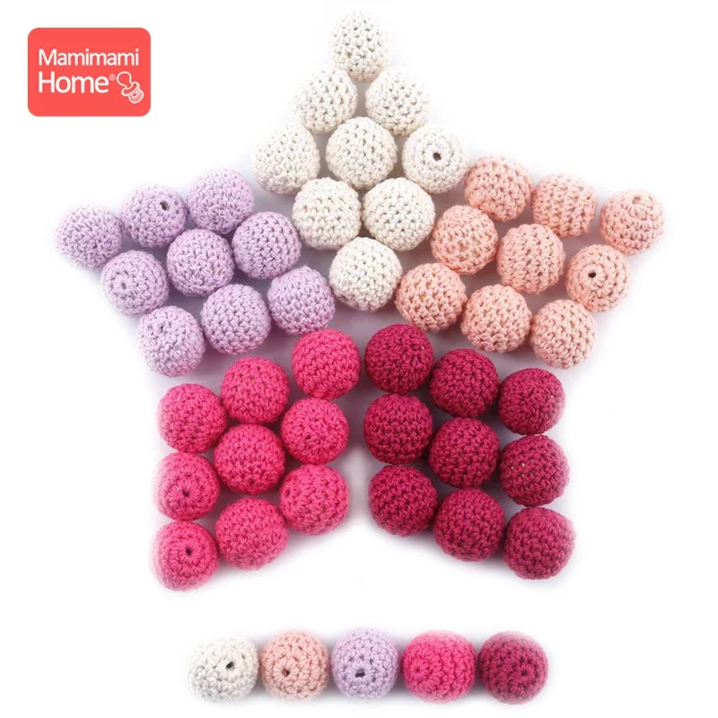 

Mamihome 5pcs 20mm Wooden Crochet Beads Baby Teether DIY Nursing Necklace Gift Wooden Blank Knitting Beads Children'S Goods Toy