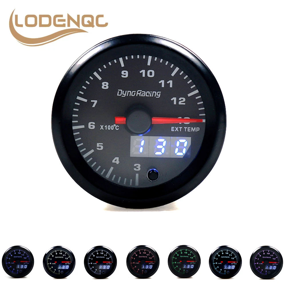 

Lodenqc Car Meter Exhaust Gas Temp Gauge Dual Display 7 Colors Led 300-1300 Celsius EGT EXT Gauge with Stepper Motor