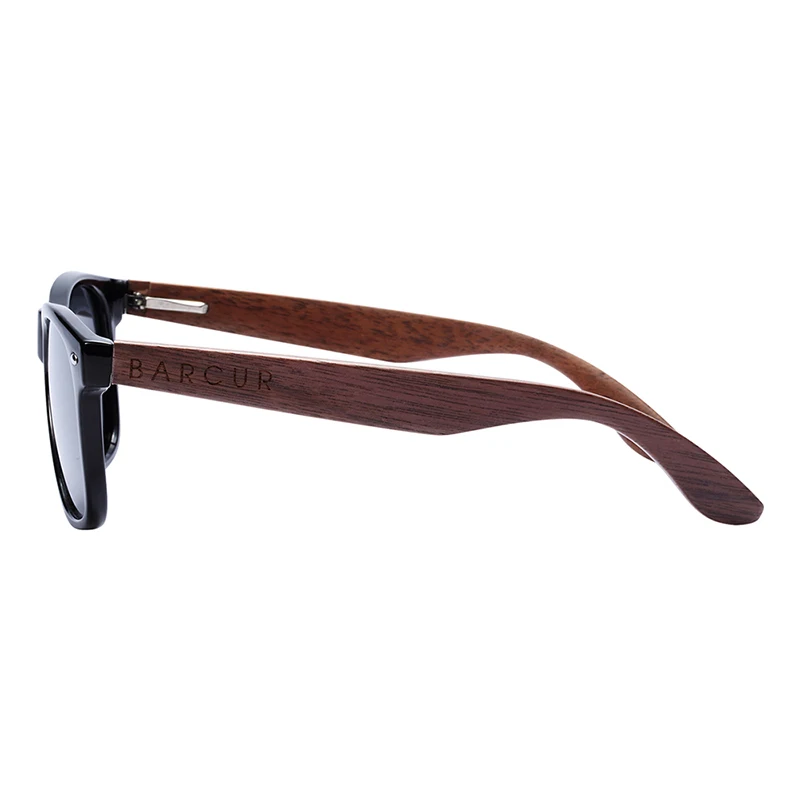 BARCUR Sonnenbrille aus schwarzem Walnussholz für Herren, polarisiert, hochwertige quadratische Sonnenbrille für Herren, UV400, Brillenzubehör, Originalverpackung – Detail 7