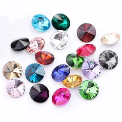 6mm-16mm Round shape Pointback Glass Beads Crystal Strass Stones Trim Sew On Rhinestones For Clothes Crafts Needlework Gems