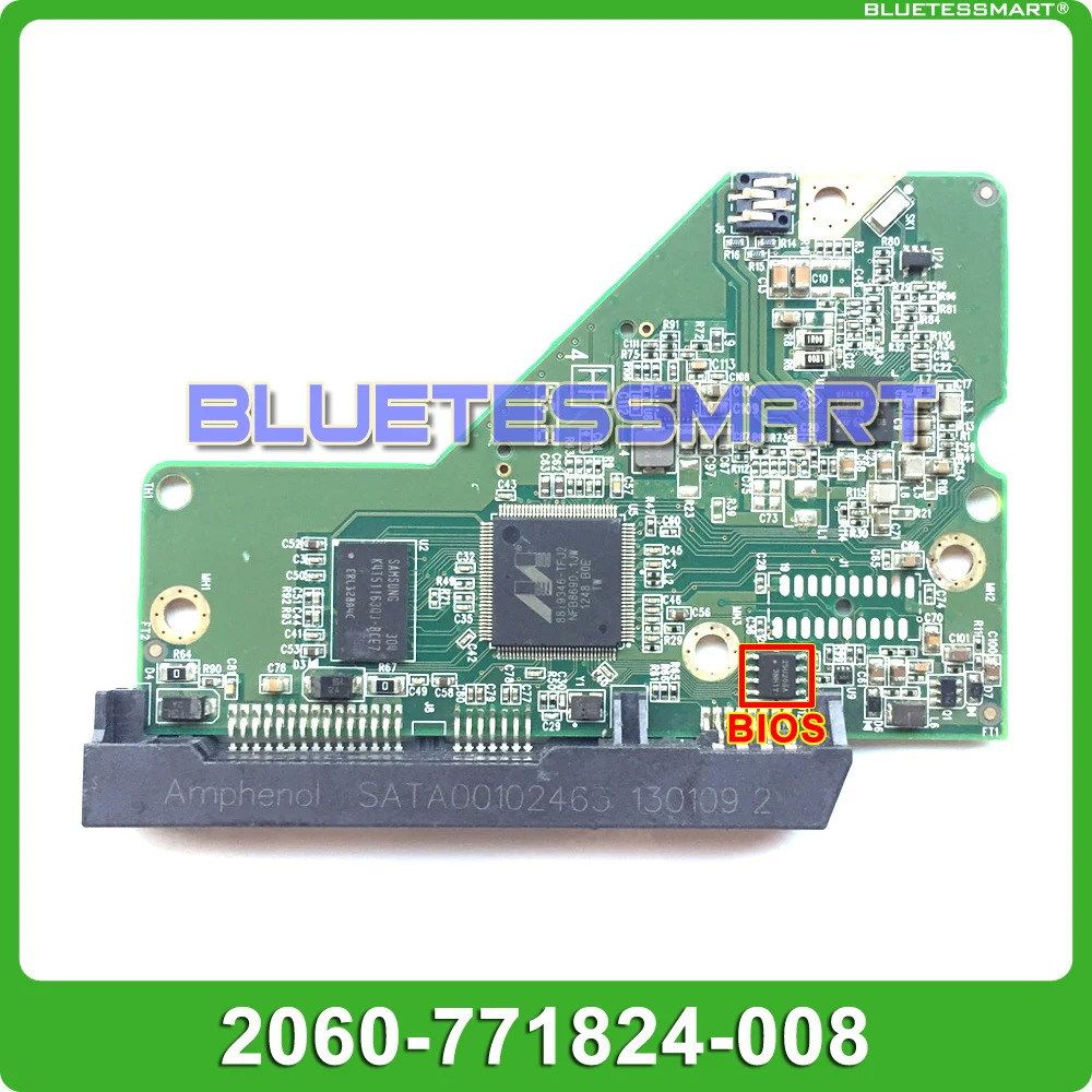 

HDD PCB logic board 2060-771824-008 REV A/P1 for WD 3.5 SATA hard drive WD10EZRX repair data recovery