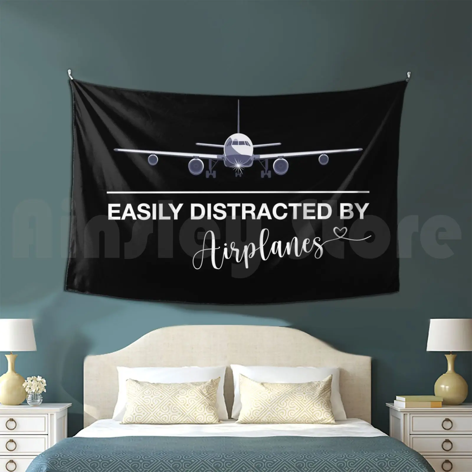 Easily Distracted By Airplanes For Aviation And Airplanes Lovers Tapestry Background Wall Hanging Pilot Airplane