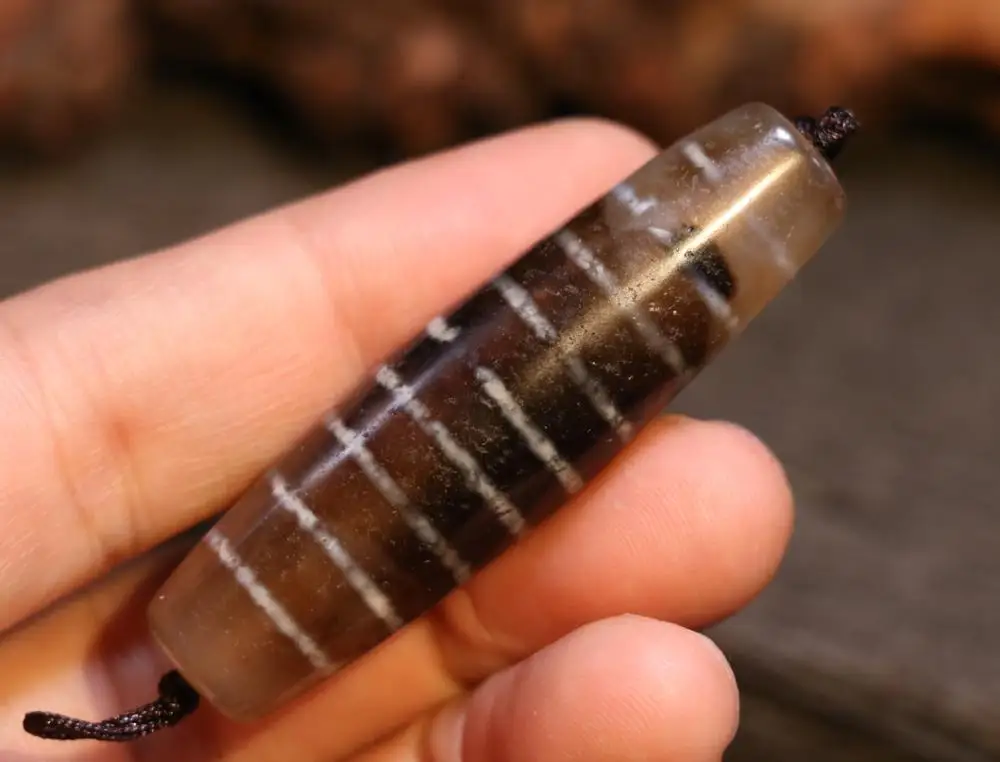 royal Energy Magic Tibetan old Agate 9 Stripes Healer Medicine dZi Bead Pendant Amulet ZZY105 Timestown