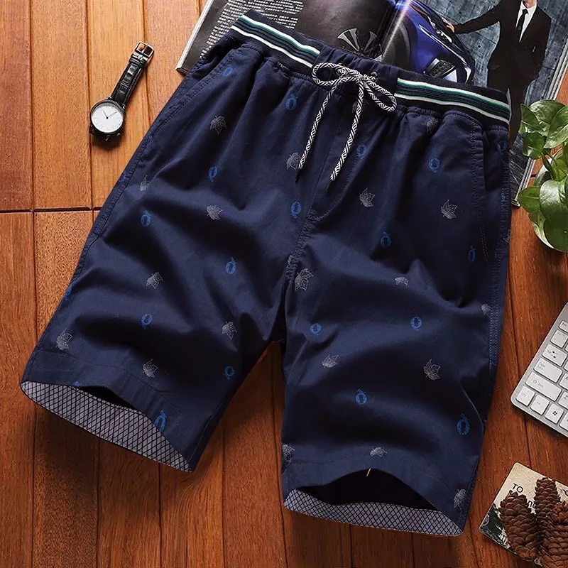 Free Shipping Cotton Printed Casual Shorts Sports Party Beach Four-color Five-point Pants Factory  Sale Waist Bands Print Fabric