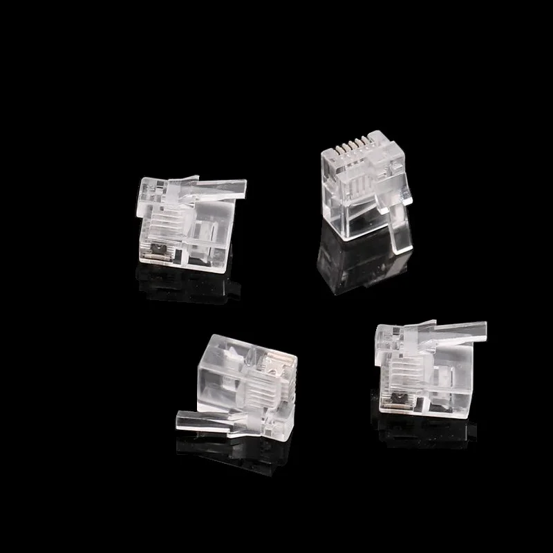 50PCS/lot RJ11 RJ12 Connector 6P6C Right Buckle Cable Plug DIY EV3 NXT Cable Plug Crystal Head