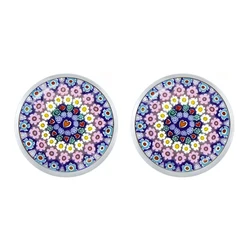 Murano millefiori-女性と女の子のための色とりどりの花のイヤリング,ガラスカボション