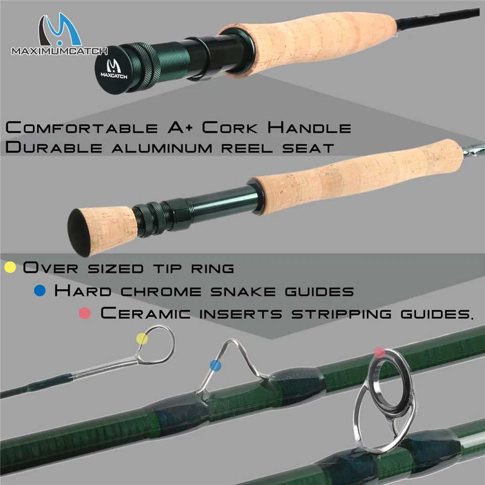 Maximumcatch Fly Rod and Reel Combo 8'4"/8'6'/9'/9'6'' 3/4/5/6/7/8WT Wędka węglowa z dużym aluminiowym kołowrotkiem — zdjęcie 3