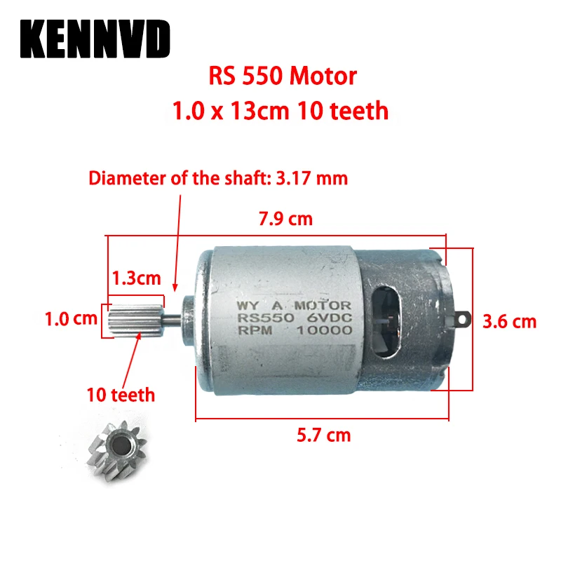 10Teeth RS380 RS390 RS550 RS570 RS555 6V 12V 24V High Speed Children's Electric Ride on Car Drive Motor Steering Motor Engine