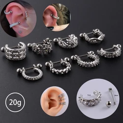 1Pc Ear Helix Tragus Cartilage Barbell Piercer Daith Rook Lobe Rings Earrings With CZ Septum Hoop Ring  20gX8mm Body Jewelry