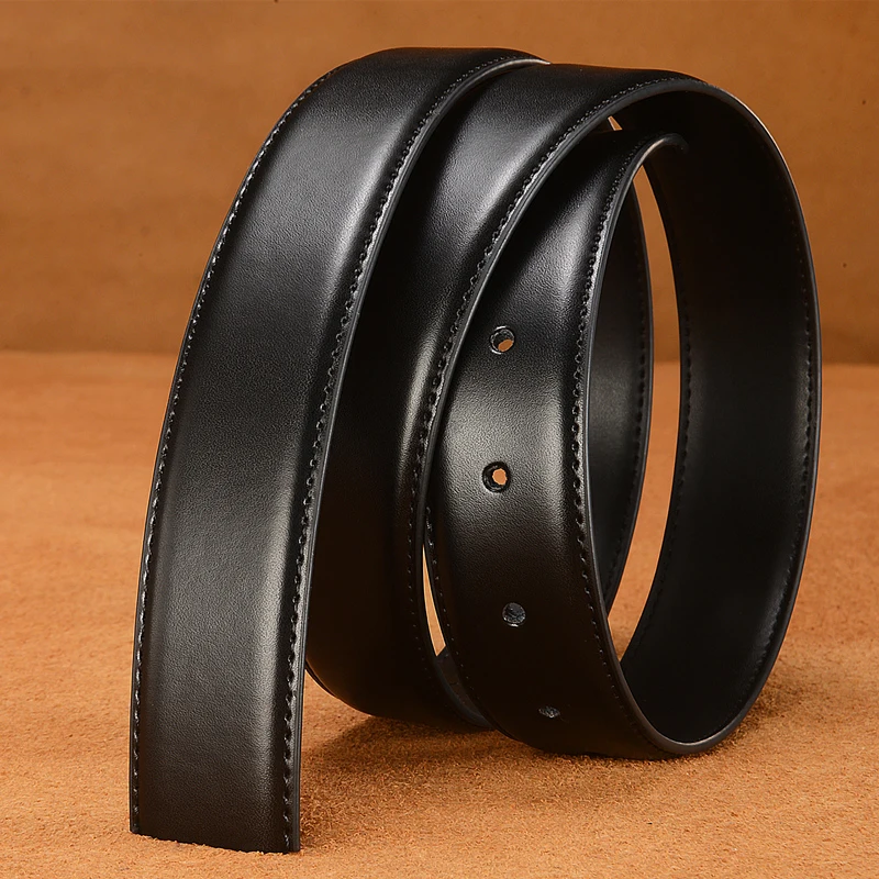 2.4cm 2.8cm 3.0cm 3.2cm 3.5cm 3.8cm Genuine Leather Belt No Buckle Pin Buckle Waist Strap Belts Boby Without Buckle Men Women