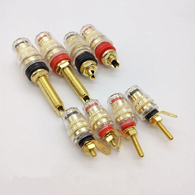 50pcs/lot Extended full copper 520 long body medium size crystal clear terminal sound panel speaker seat 4MM banana socket