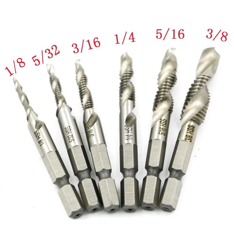 Hand Tap Drill 6pcs/set Hex 1/4