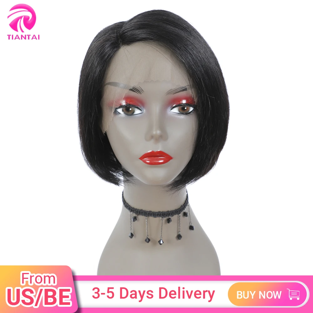 Pendek Rambut Manusia Wig Brasil Remy Lurus Pendek Bob Wig Pixie Cut Wig Bagian Sisi Lace Wig Ombre Coklat Manusia rambut Wig Suzhou