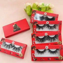 Red Popular Lashes Box Christmas Paper Cradboard Eyelashes Package Custom Private LOGO fast shipping instock