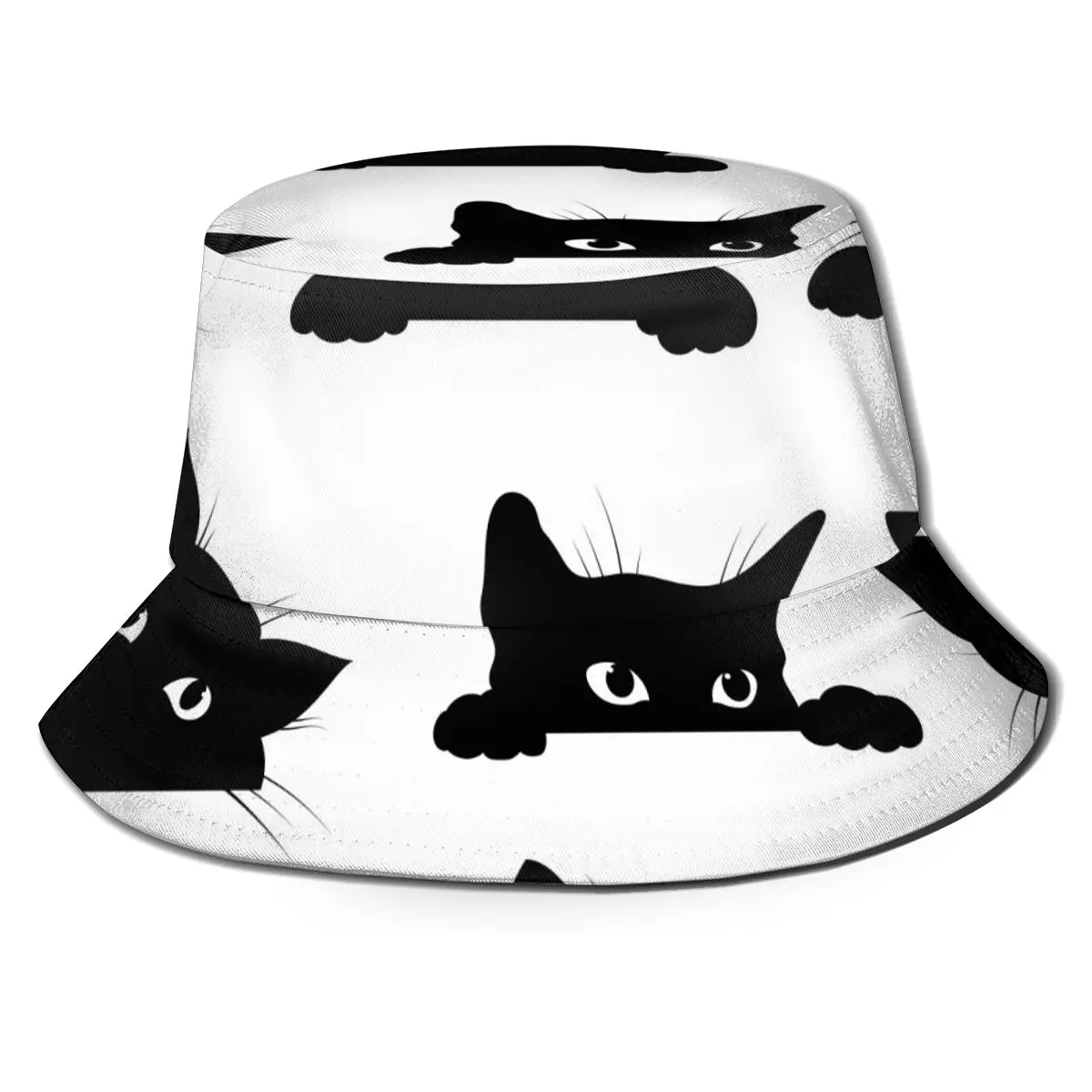 Black Cats Looking Out Of The Corner Bucket Hat Summer Hats Fisherman Hat Foldable Women Men Sunscreen Shade Caps