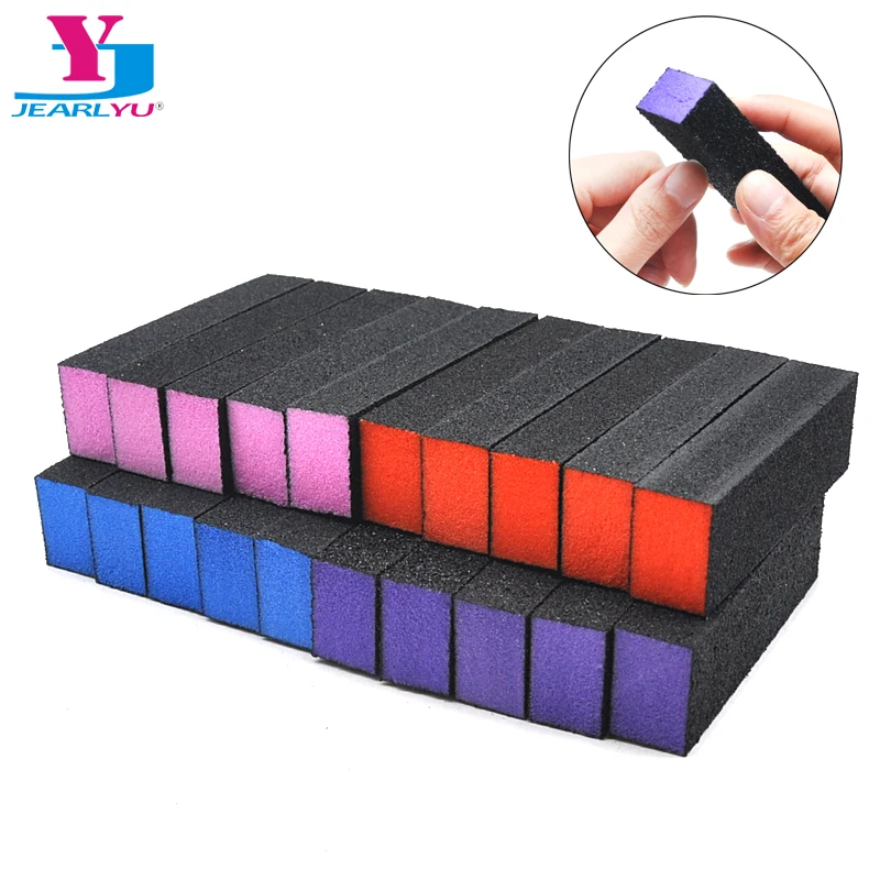 50/100 buah/pak seni kuku hitam UV Gel pengamplasan memoles File spons buffing blok File busa kuku bersinar Set manikur