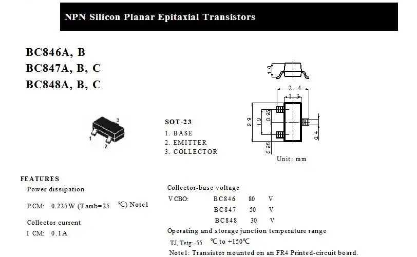 100PCS BC846A BC846B BC846C BC847A BC847B BC847C BC848A BC848B BC848C SOT-23  SMD NPN Transistor 3000PCS/REEL