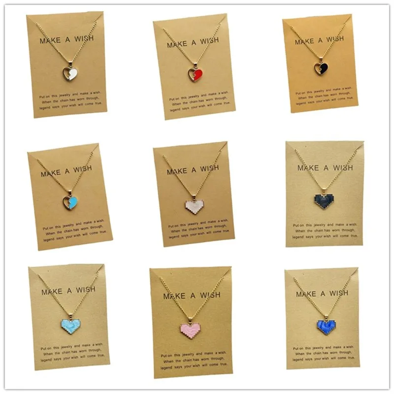 Women Necklace Cute Romantic Love Heart Pendant Necklace Golden Color Popular Korea Style Neck Jewelry Wholesale Dropshipping