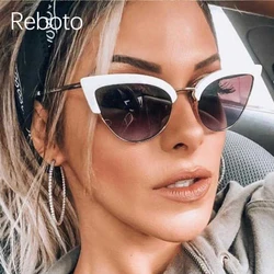 2025 cat eye sunglasses women brand retro design Elegant Ladies Half frame Fashion Italy Sunglasses Female Vintage Eyewear big