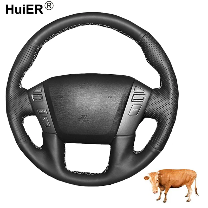 Hand Sewing Car Steering Wheel Cover Top Cow Leather For Nissan Patrol Armada NV Cargo NV Passenger (US) Titan Infiniti QX56