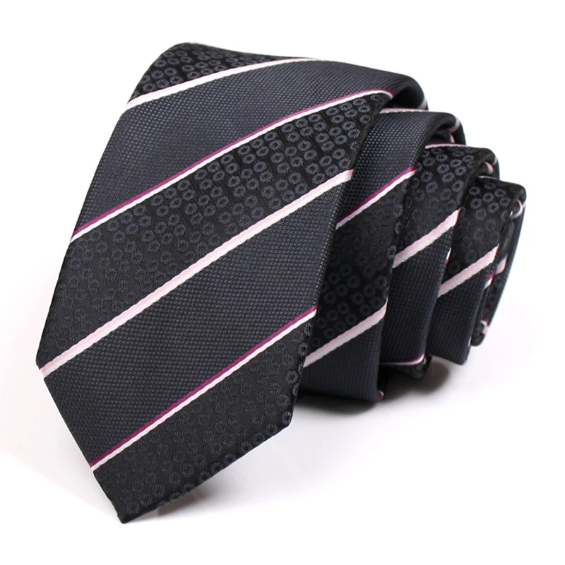 New Design 6CM Skinny High Quality Business Suit Work Neck Tie For Men Fashion Formal Necktie Male Striped Cravate With Gift Box