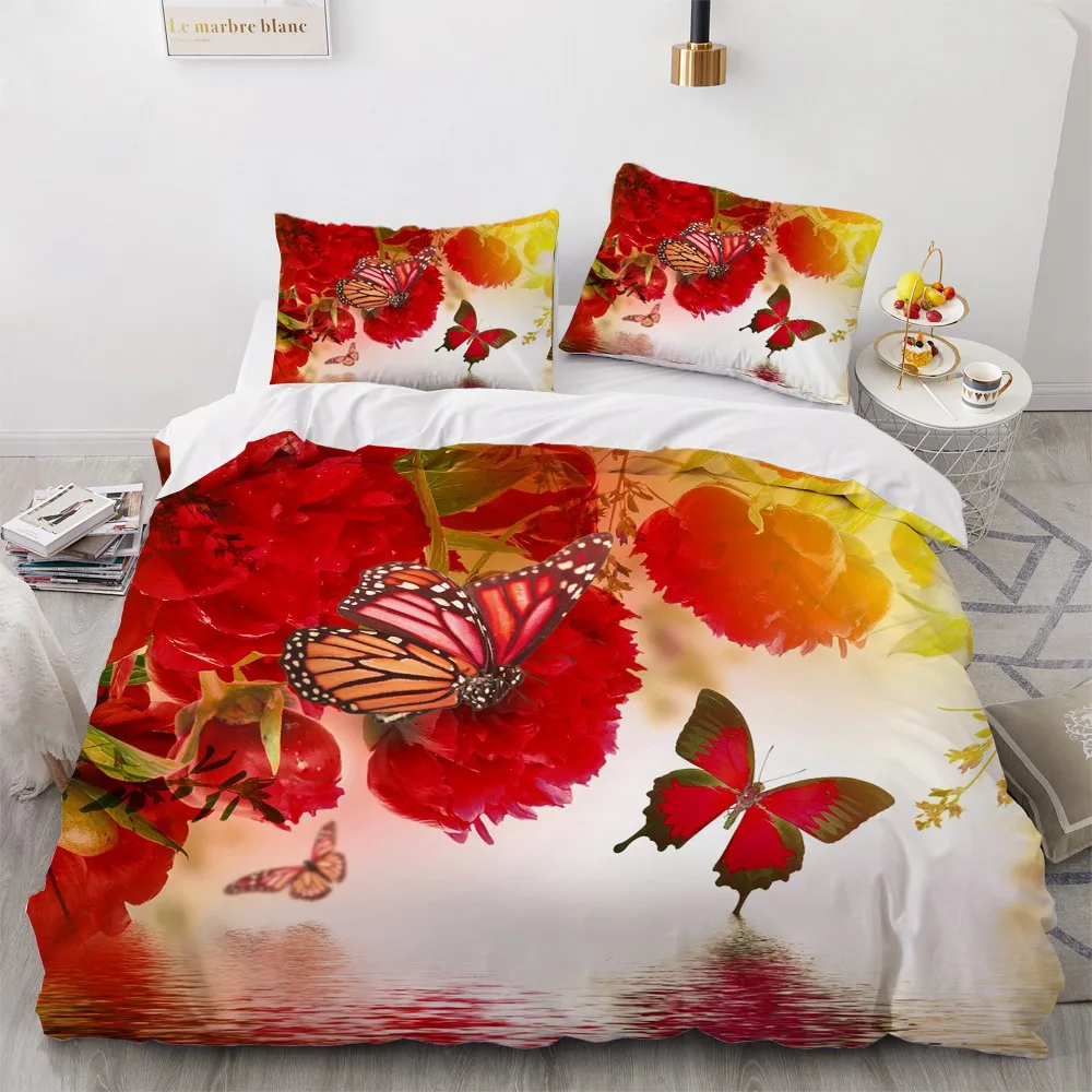 

3D Nordic Duvet Covers Sets Comforter Bed Set Quilt Cover Bedding Sets Twin Single Double Size Flowers Design Bedclothes