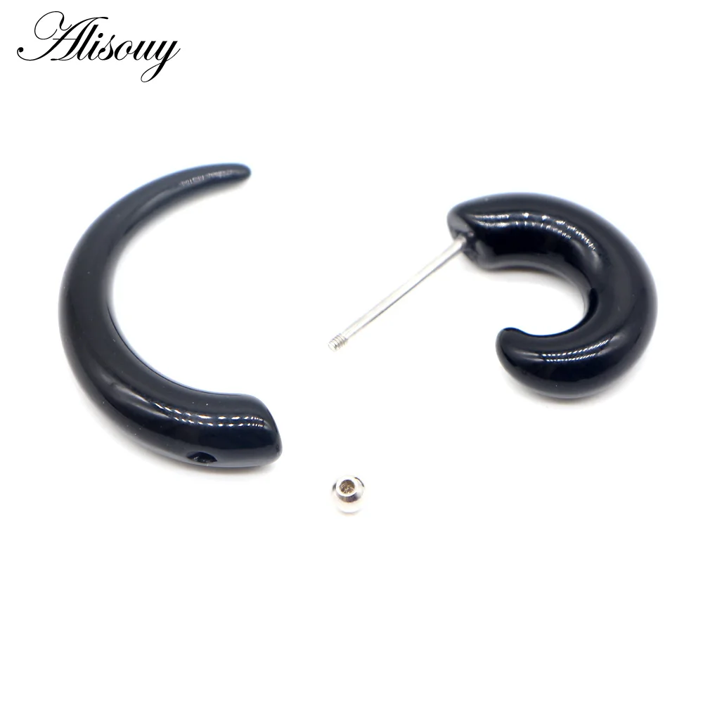 Alisouy 2pc Fake Ear Tunnels Acrylic False Earring Cartilage Piercing Ear Dilations Body Jewelry Ear Plugs And Tunnels Piercing