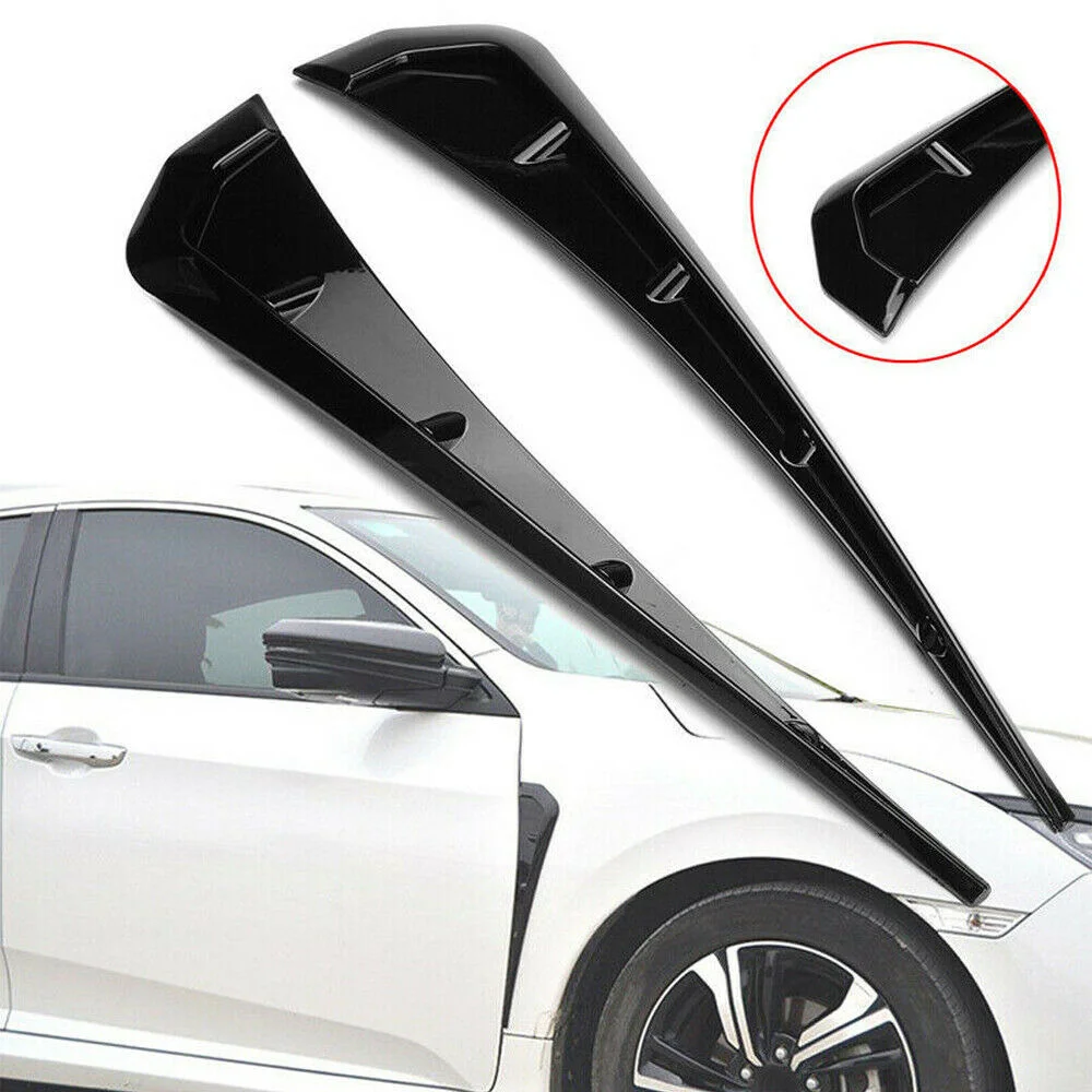 2pcs Creative Car Tuning Glossy Black ABS Side Fender Vent Air Wing Cover Moulding Trim Universal Exterior Parts Accessories