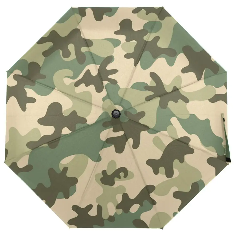 Windproof Camouflage Umbrellas 8 Rib Non Automatic Travel Umbrella Three Folding Compact Rain Umbrella for Men Accept Customized