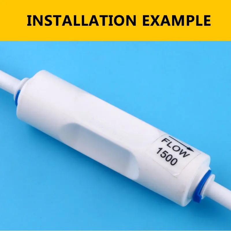 1/4" Tube Straight-through Type 1500CC Waste Water Flow Regulater Restrictor Hose Reverse Osmosis Quick Connector Pipe Fittiing