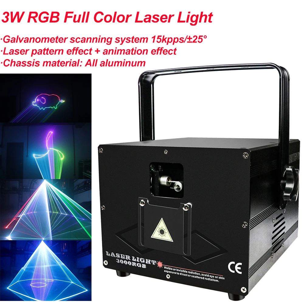 

3D Full Color Laser Light RGB Colorful DMX 512 Scanner Projector Party Xmas DJ Disco Show Lights Club Equipment Beam Moving Ray