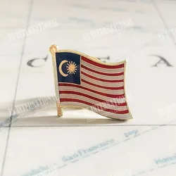 Malaysia National Flag Lapel Pins Crystal Epoxy Metal Enamel Badge Paint Brooch Souvenir Suit  Personality  Commemorative Gifts