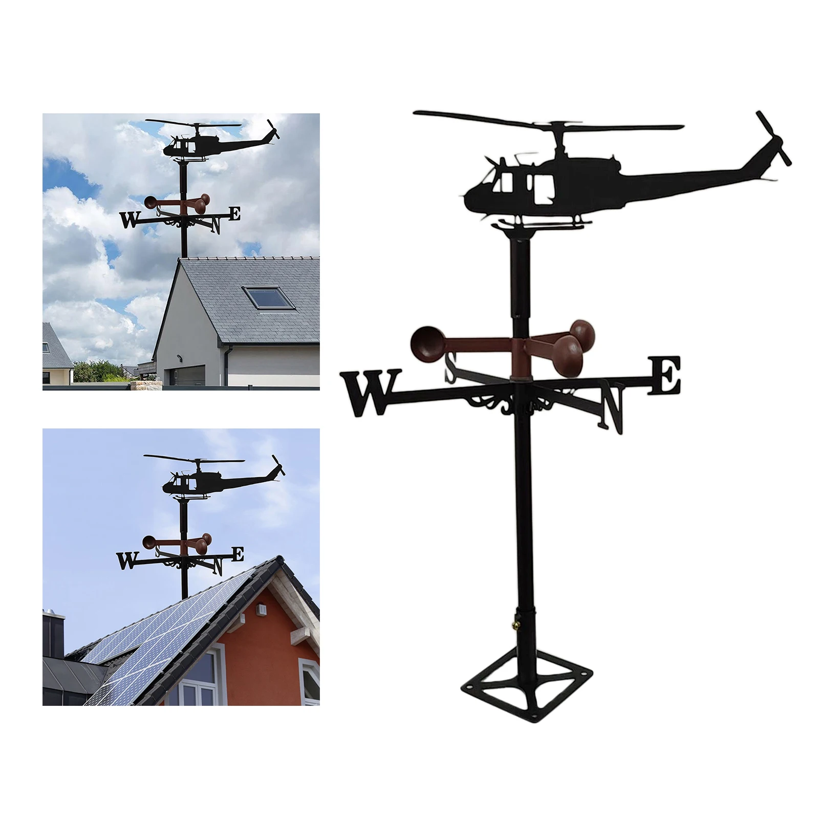 Helicopter Weathervane Weather Vane for Garden Yard Wind Direction Indicator