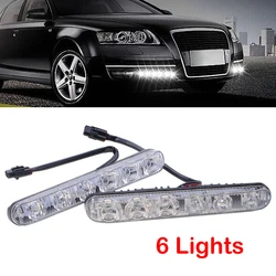 Conjunto de luces de circulación diurna DRL para coche, lámpara antiniebla de alta calidad, 6LED, blanco frío, 12V, 10000k, luz alta/Baja, carcasa de aluminio, 2 piezas
