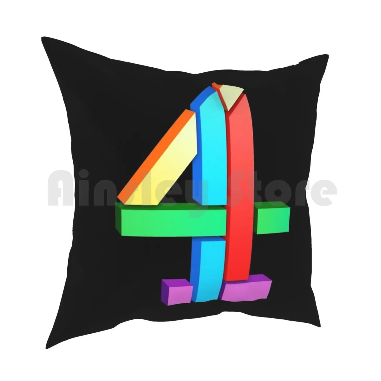 Channel 4 Retro Logo Pillow Case Printed Home Soft DIY Pillow cover Retro Tv Logo Channel 4 Itv Region Franchise