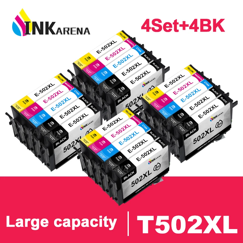 inkarena cartucho de tinta com chip t502xl 502 502xl compativel com impressoras epson xp5100 xp5105 wf2860 wf2865 01