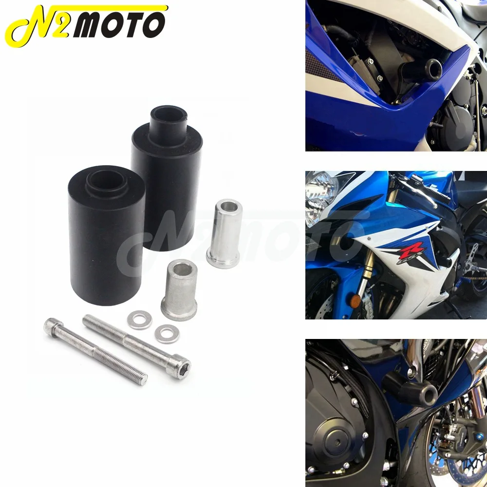 1 Set Black No Cut Spike Frame Sliders Crash Falling Protection with Mount Bolts For Suzuki GSXR1000 GSX-R GSXR 1000 2007 2008