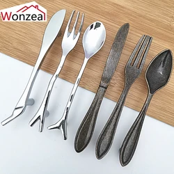 Hole CC 76mm Drawer Knobs Kitchen Handles Creative Knife Spoon Fork Design Kitchen Cabinet Handles Unique Cupboard Knobs Fashion