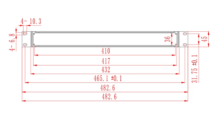 Customization aluminum server rack anodized processing support sample full size 1u rack mount chassis 482*44.5*250mm