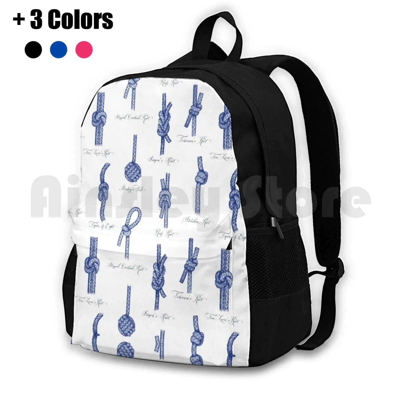 Knots ( White And Navy ) Outdoor Hiking Backpack Riding Climbing Sports Bag Maritime Marine Knot Knots Coastal Sea Ocean