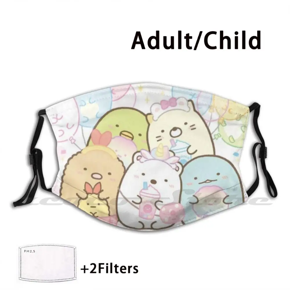 

Sumikko Gurashi 31 Custom Pattern Washable Filter Pm2.5 Adult Kids Mask Hakucat Haku Cute Colorful Pattern Japan Anime Anime